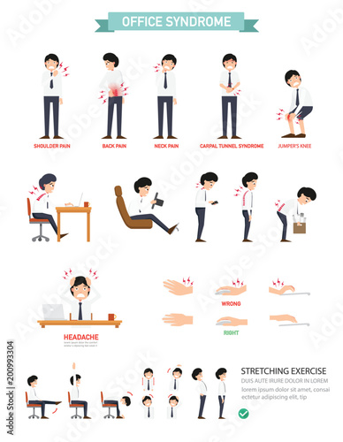Office syndrome infographic,vector illustration
