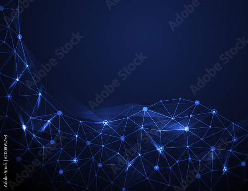 Abstract futuristic molecule on dark blue background. Creative design vector illustration digital technology concept.