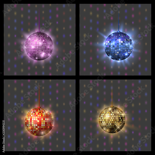 Disco ball discotheque music party night club dance equipment vector illustration.