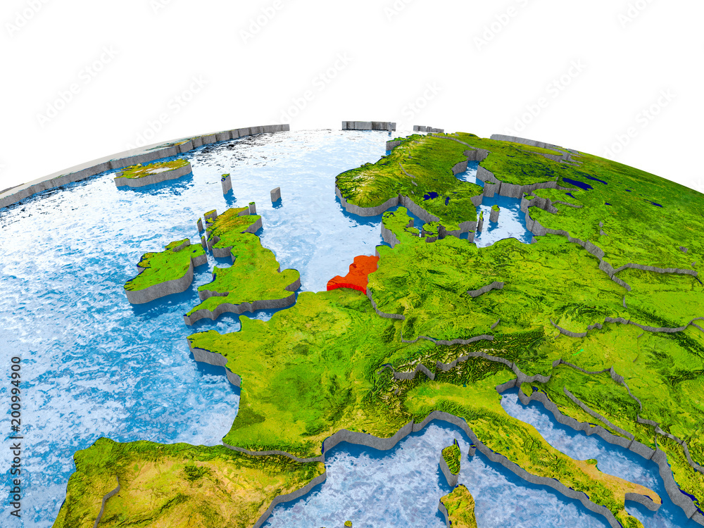 Netherlands on model of Earth