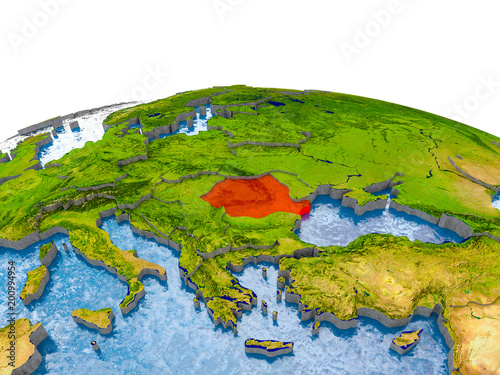 Romania on model of Earth