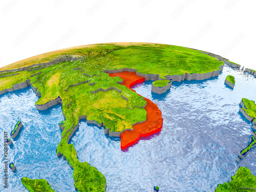Vietnam on model of Earth