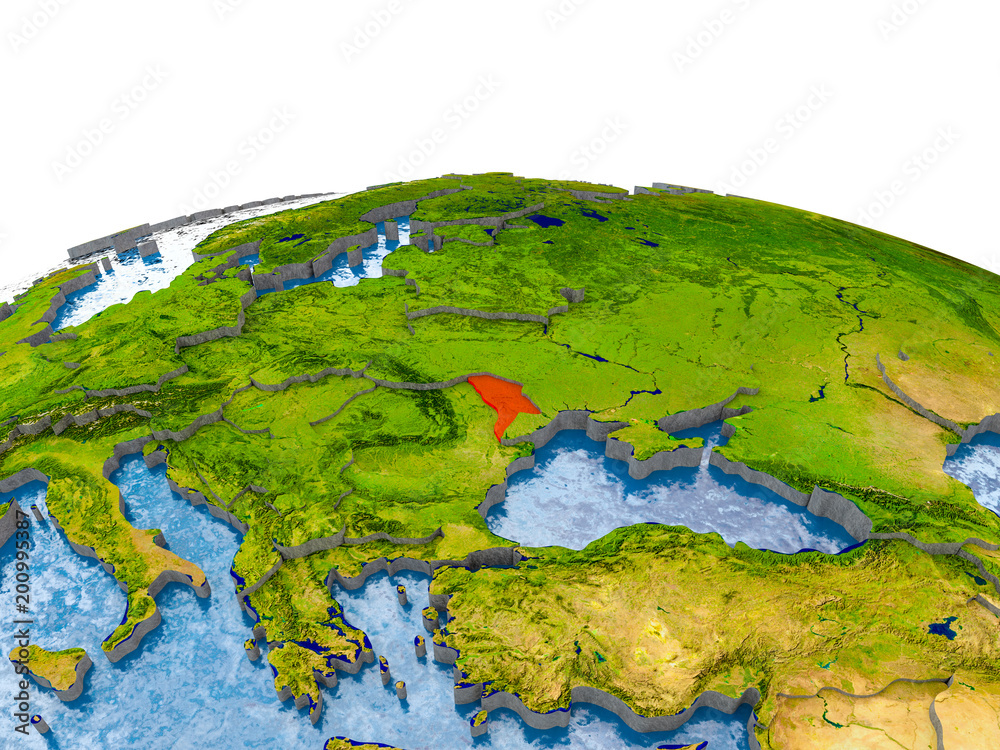 Moldova on model of Earth