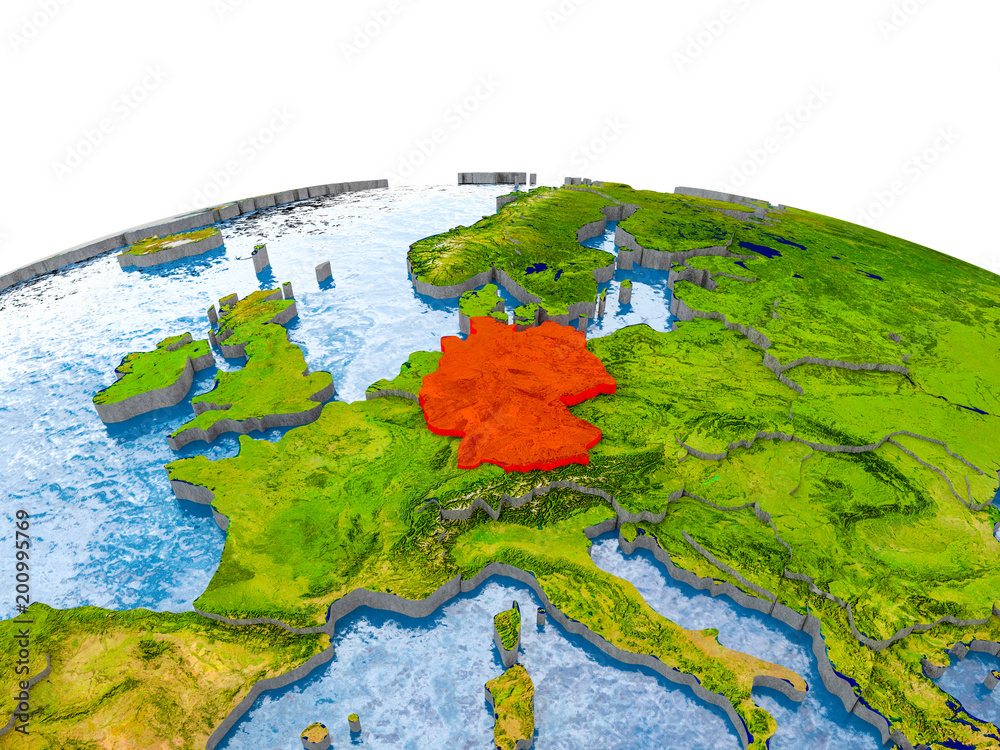 Germany on model of Earth