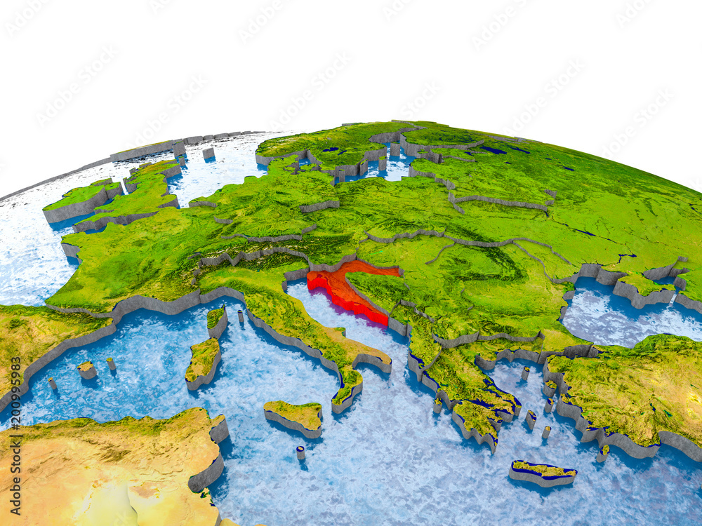 Croatia on model of Earth