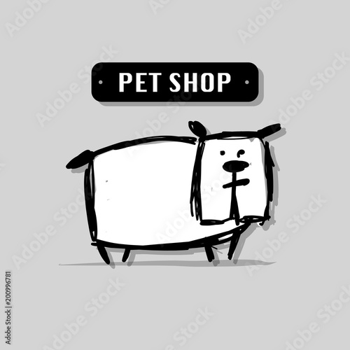 Funny dog, pet shop logo for your design