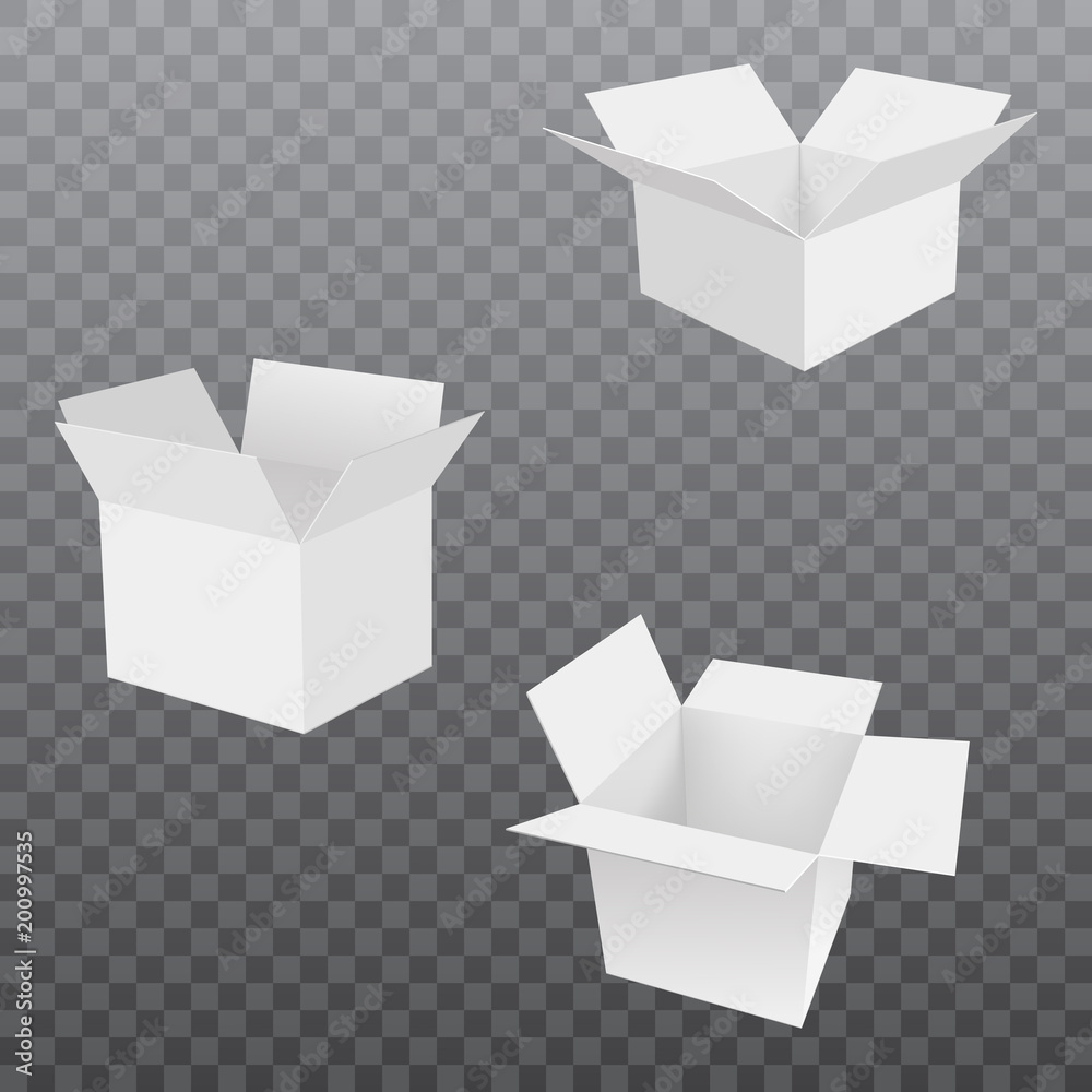 Blank of opened box on transparent background. Vector. Blank of opened box on transparent background. Vector.