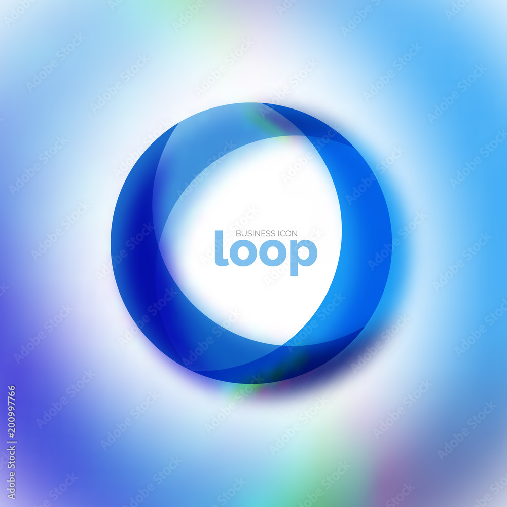 Loop circle business icon, created with glass transparent color shapes Loop circle business icon, created with glass transparent color shapes