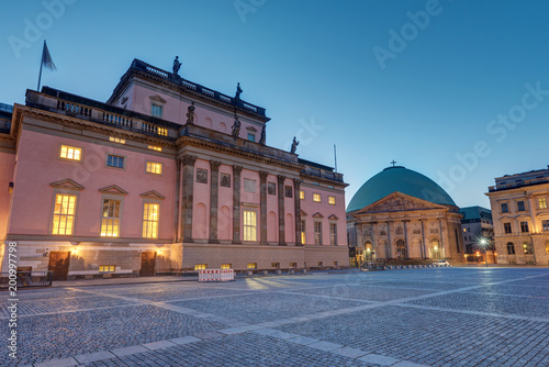 The Berlin State opera and St. Hedwigs Cathedral at dawn photo