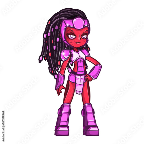 Cyborg girl with dreadlocks