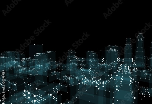 Abstract 3d city with dots and blue buildings © cherezoff