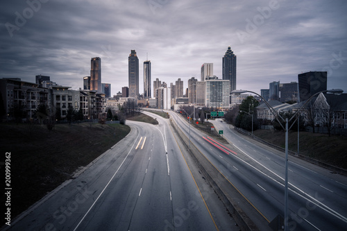 Atlanta downtown city skyline over the interstate. © Nickolay Khoroshkov