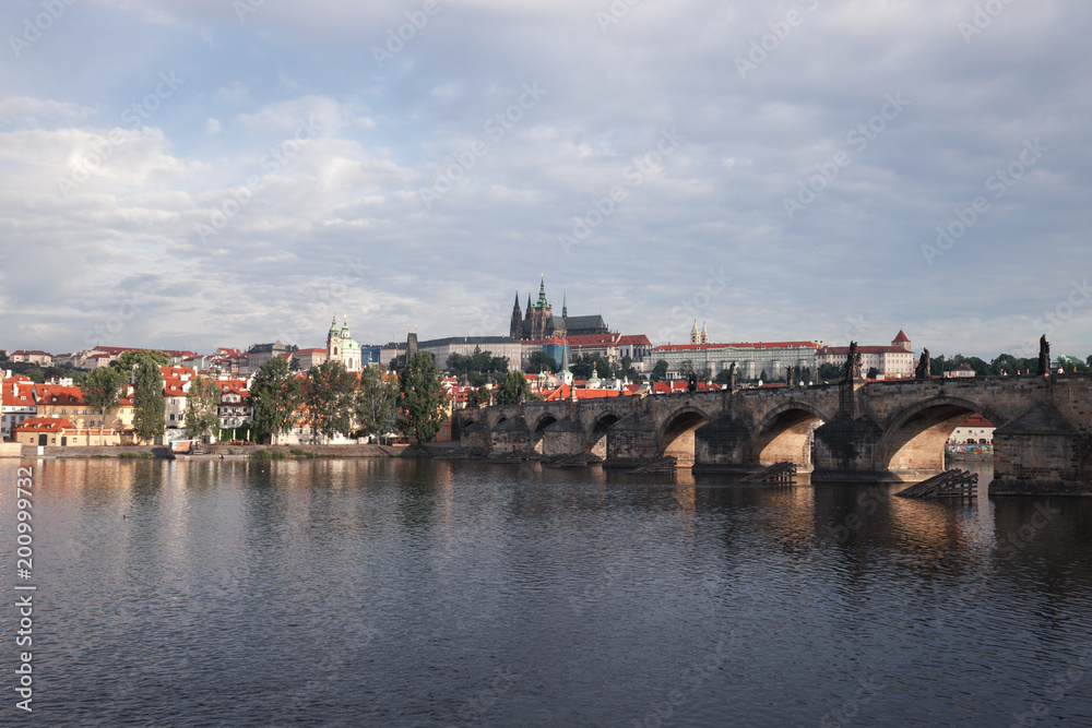 Charles Bridge in Prague panoramic view, Czech Republic