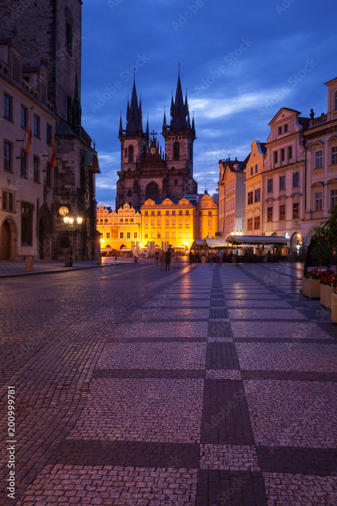 The old city of Prague at night, capital of Czech Republic
