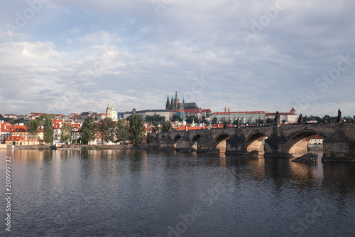 Charles Bridge in Prague panoramic view  Czech Republic
