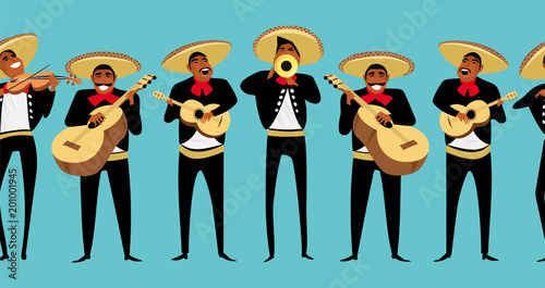 Mexican musicians. seamless pattern