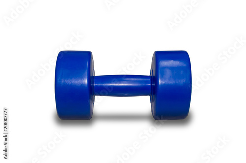 isolated blue dumbbell