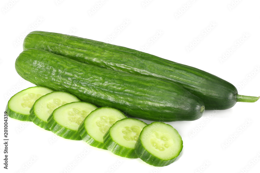fresh cucumber slices isolated on white background fresh cucumber slices isolated on white background