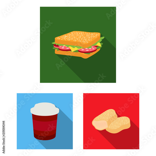 Fast food flat icons in set collection for design.Food from semi-finished products vector symbol stock web illustration.