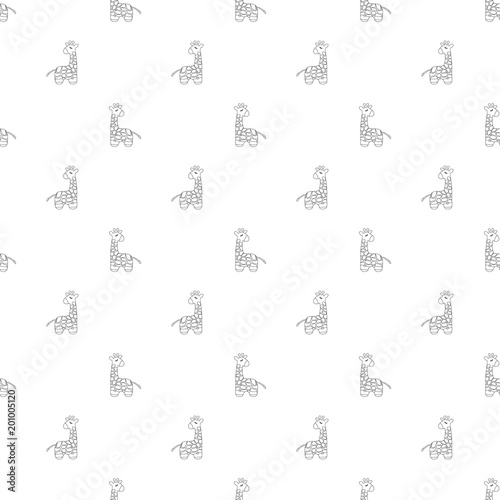 Seamless pattern of cartoon outline giraffe