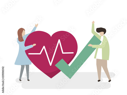 Illustration of people with a healthy heart
