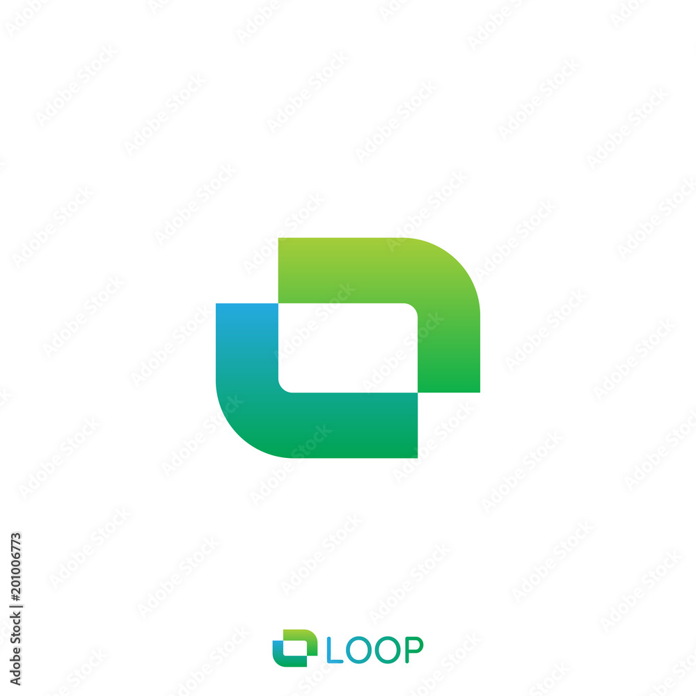 loop square box letter o logo. nature logo concept. vector illustration. loop square box letter o logo. nature logo concept. vector illustration.