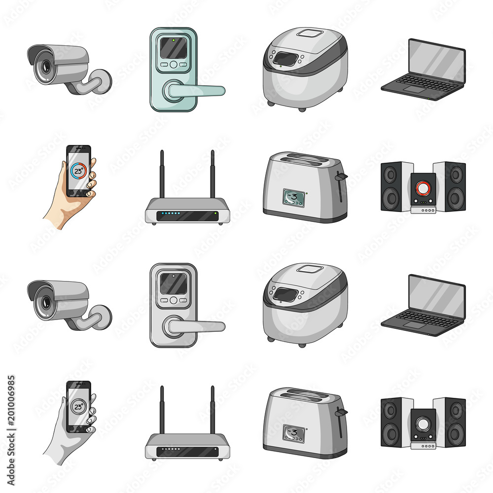 100 household goods icons set cartoon style Vector Image