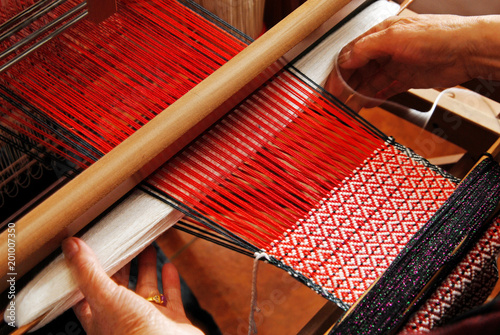 Traditional weaving hand loom for carpets in Taiwan   photo