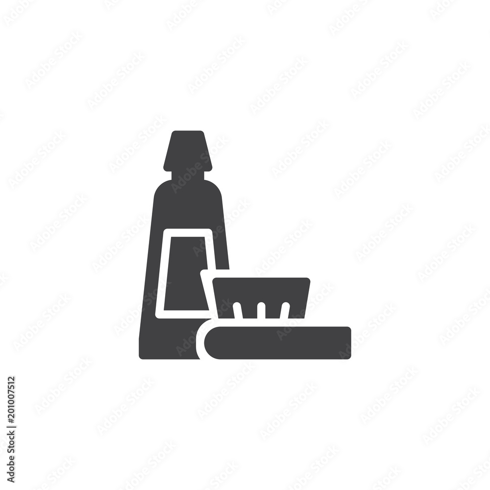 Toothbrush and toothpaste vector icon. filled flat sign for mobile concept and web design. Oral hygiene simple solid icon. Symbol, logo illustration. Pixel perfect vector graphics Toothbrush and toothpaste vector icon. filled flat sign for mobile concept and web design. Oral hygiene simple solid icon. Symbol, logo illustration. Pixel perfect vector graphics