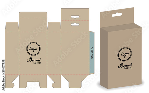 Box packaging die cut template design. 3d mock-up photo