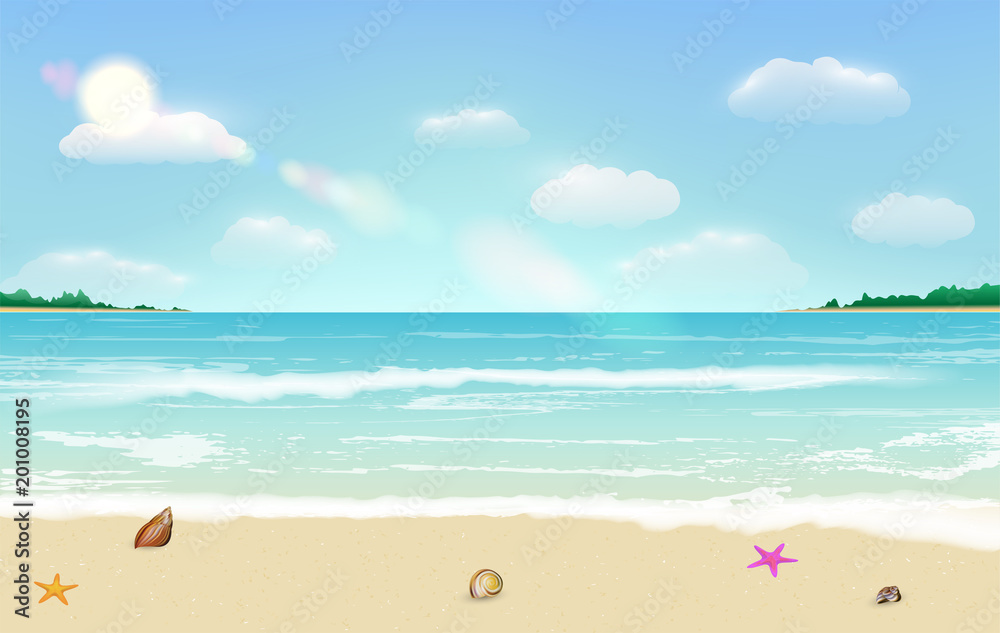 sea sand beach summer tropical background vector