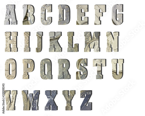 abc alphabet from worlds silver coins