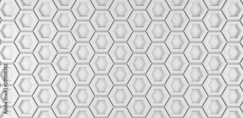 3d render illustration. Hexagons on a white background.