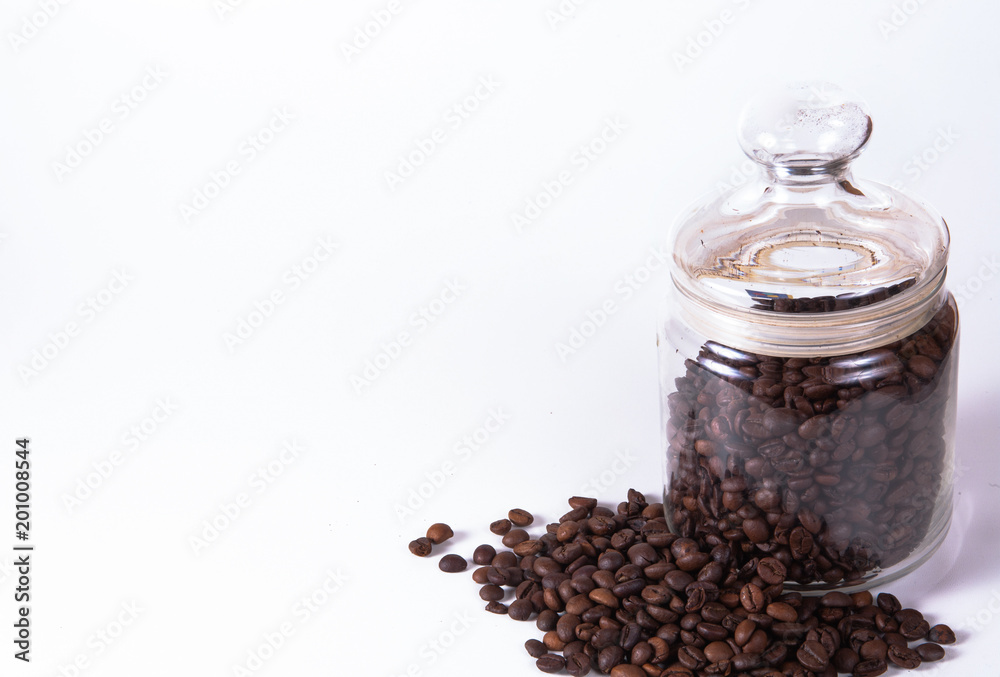 Coffee beans and jar Coffee beans and jar