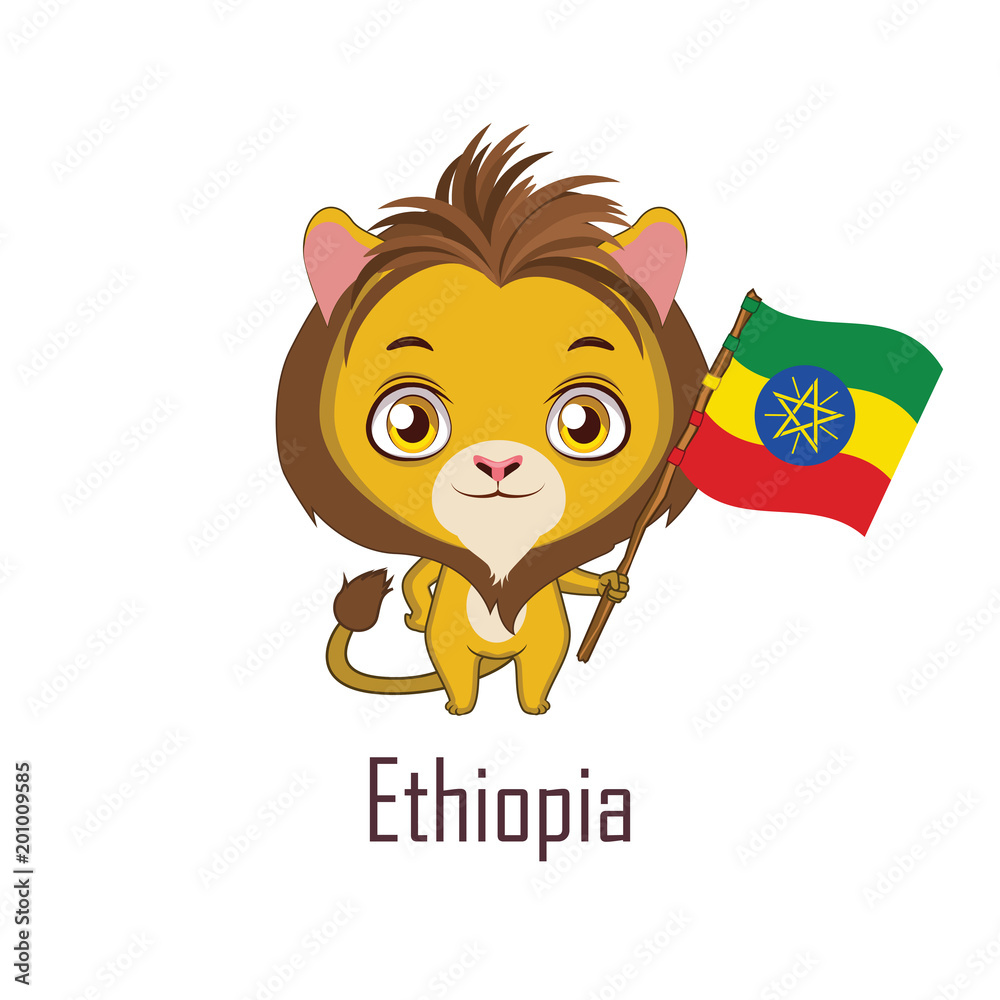 National animal lion holding the flag of Ethiopia Stock Vector | Adobe Stock