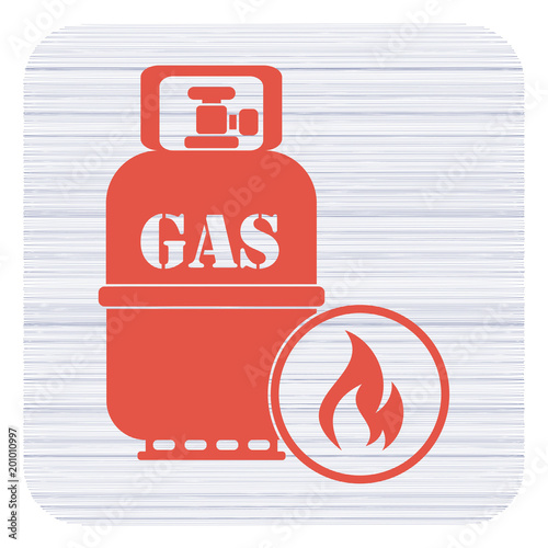 Camping stove with gas bottle icon vector