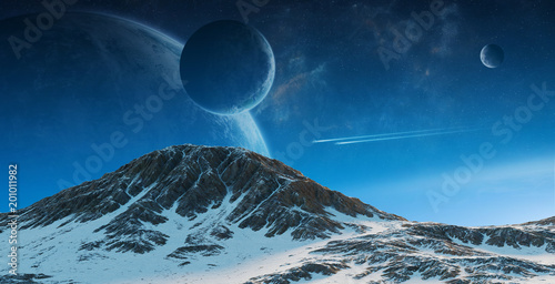 Fototapeta Naklejka Na Ścianę i Meble -  Exoplanets in space 3D rendering elements of this image furnished by NASA