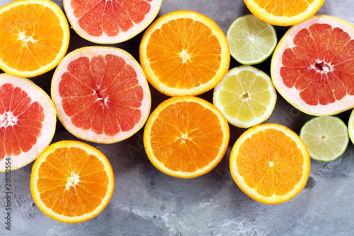 Citrus fruits with orange  lemon  grapefruit and lime