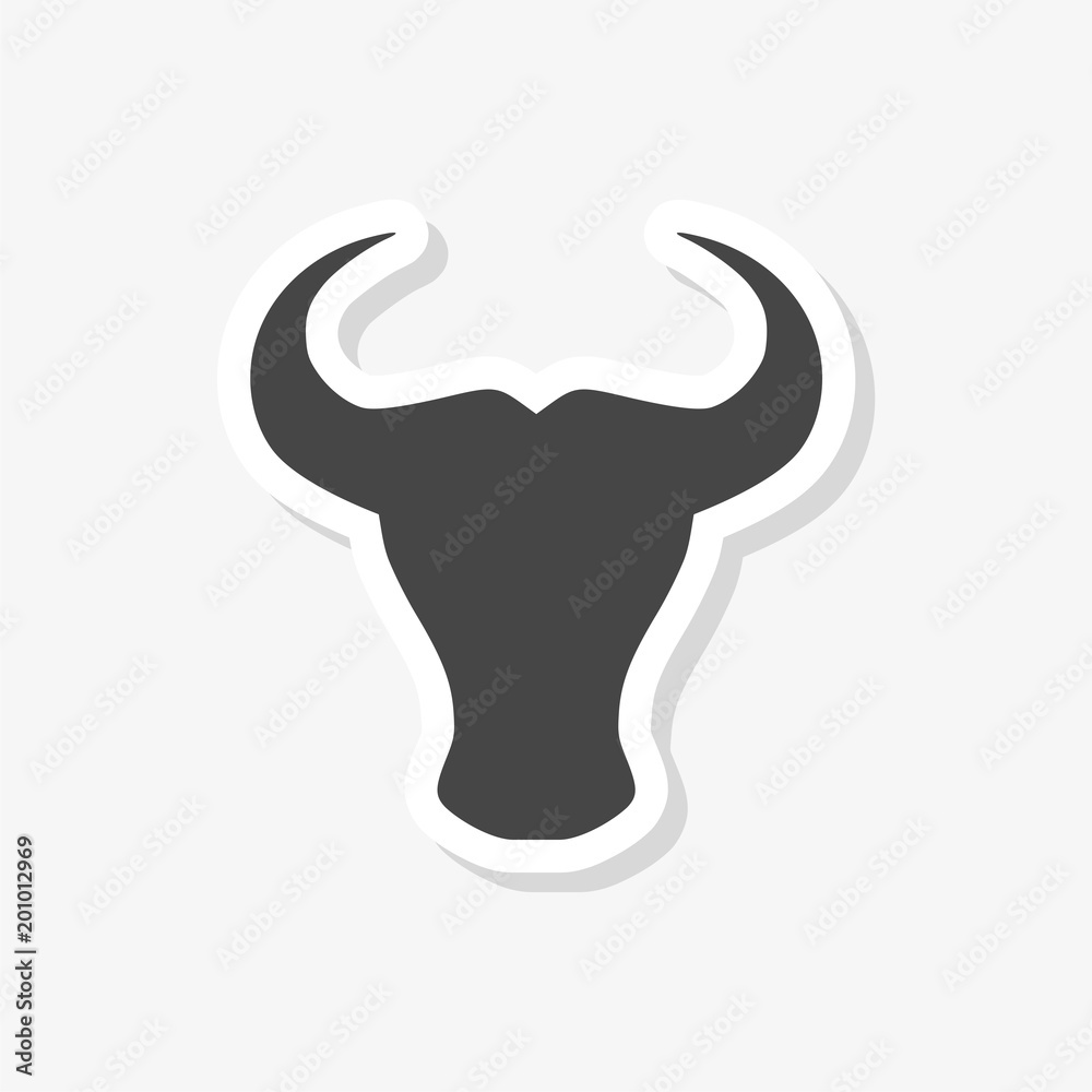 Obraz premium Bull head sticker, simple vector icon