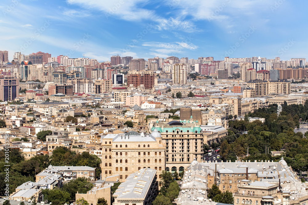 Panoramic view of Baku. A bird's-eye view. Azerbaijan