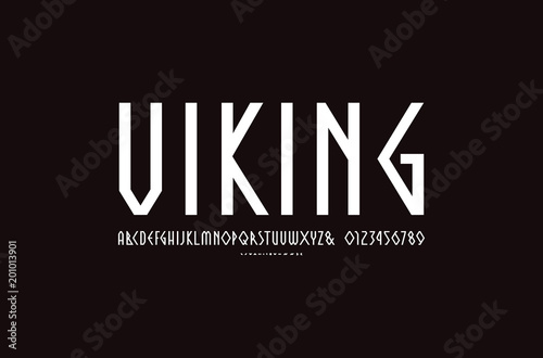 Decorative geometric narrow sans serif font