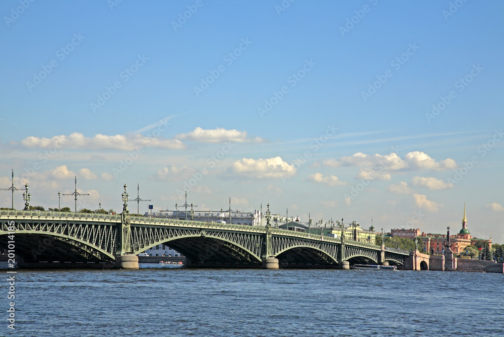 Trinity bridge across Neva river in Saint Petersburg. Russia