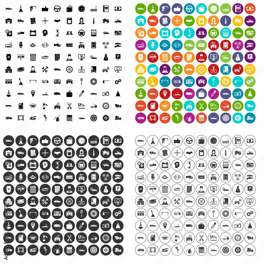 100 car company icons set vector in 4 variant for any web design isolated on white 100 car company icons set vector in 4 variant for any web design isolated on white