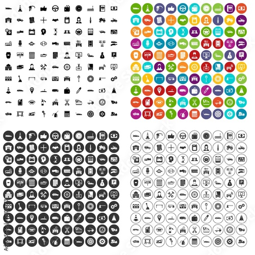 100 car company icons set vector in 4 variant for any web design isolated on white