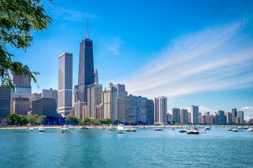 Fotobehang Chicago Wolkenkrabbers in downtown Chicago  © anderm