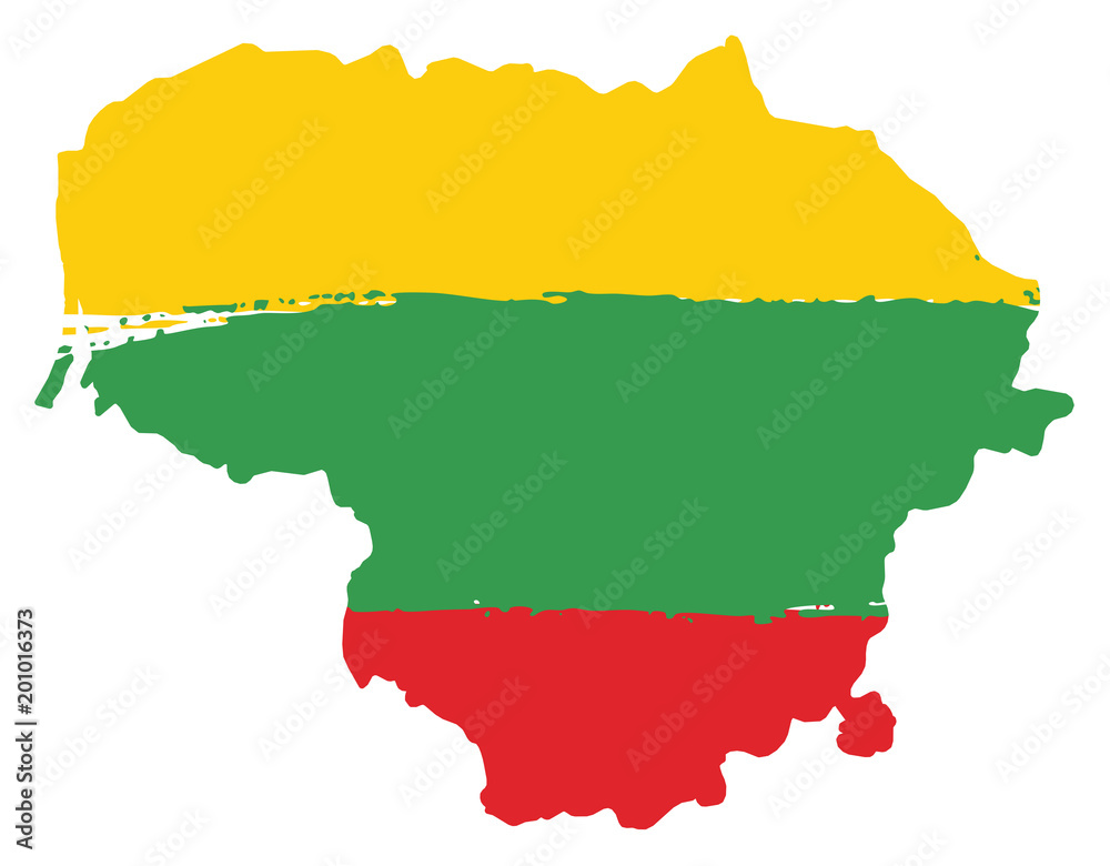 Lithuania Flag & Map Vector Hand Painted with Rounded Brush Lithuania Flag & Map Vector Hand Painted with Rounded Brush
