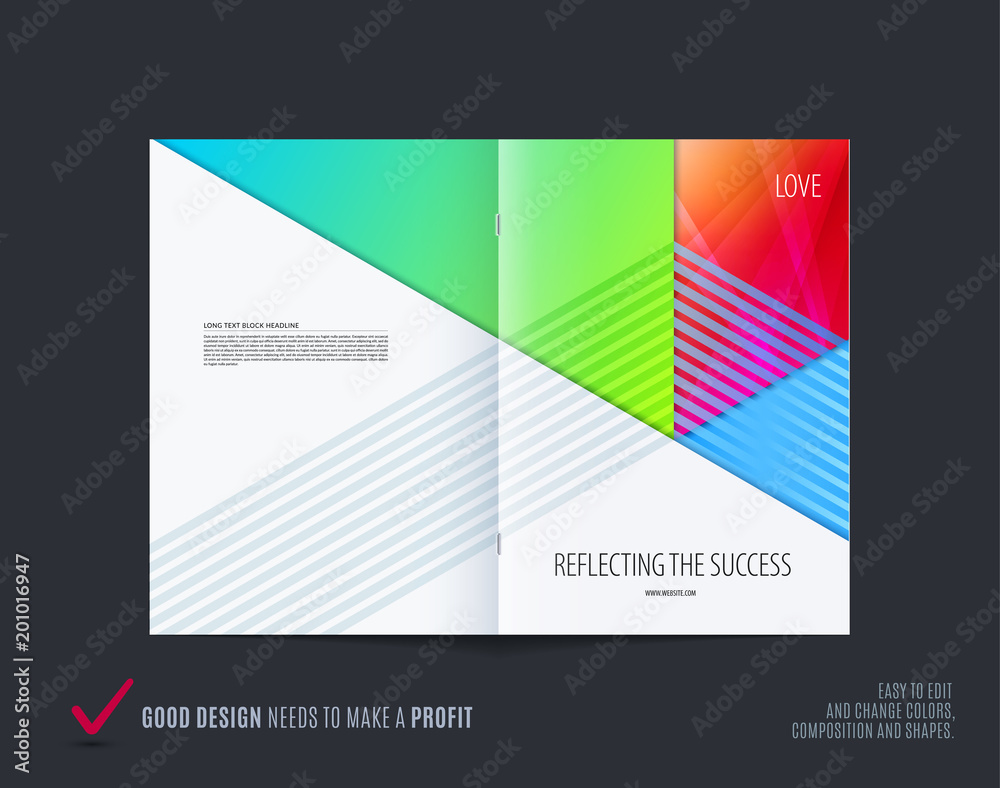 Abstract colourful brochure in material design paper cut style, modern catalog, centerfold cover