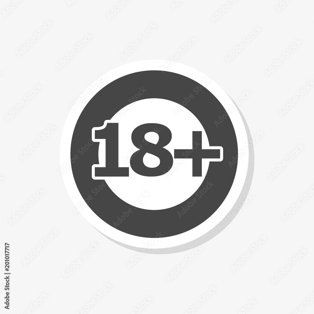 18+ age restriction sign, Vector eighteen sticker, simple vector icon 18+ age restriction sign, Vector eighteen sticker, simple vector icon