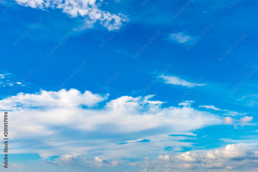 Blue sky background with tiny clouds on season summer.