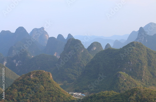 Karst mountain landscape in Yangshou China photo